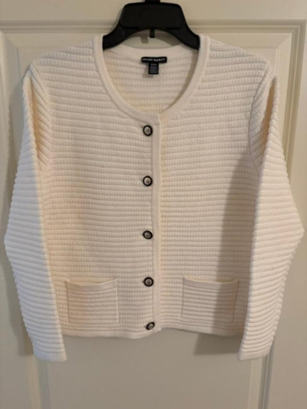 New Women's Hilary Radley Cream White Knitted Cardigan Button Front Sweater Med - Picture 2 of 11